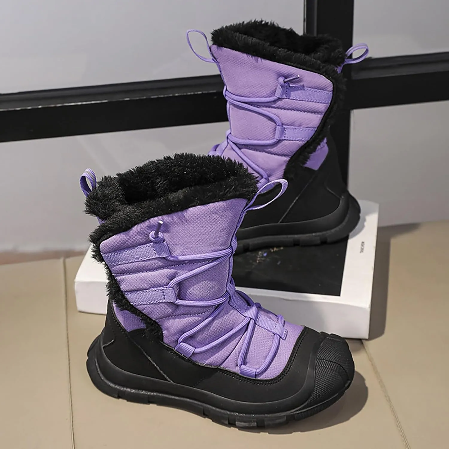 Boys Kids Snow Boots Winter Water-Proof Non Slip Platform Cold Weather Insulated Shoes Outdoor 7 Toddler Girl Boot