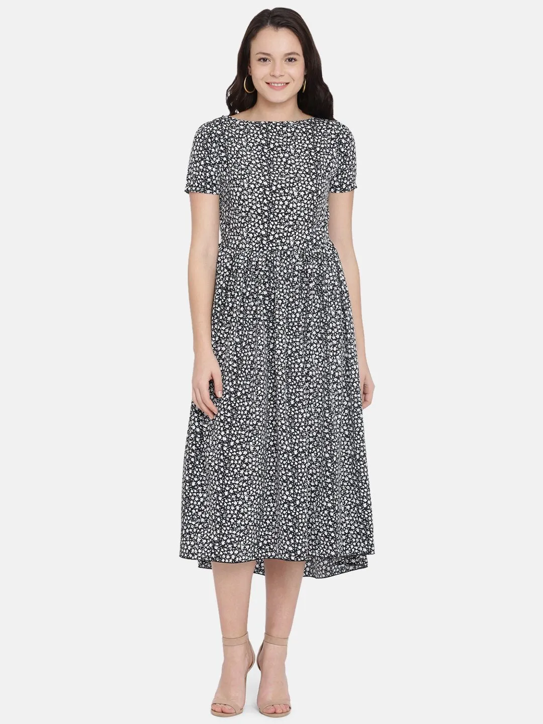 IS.U Black High Low Midi Dress