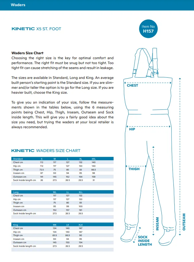 Kinetic Unisex X5 Chest Waders - Stocking Foot (Boulder Grey)