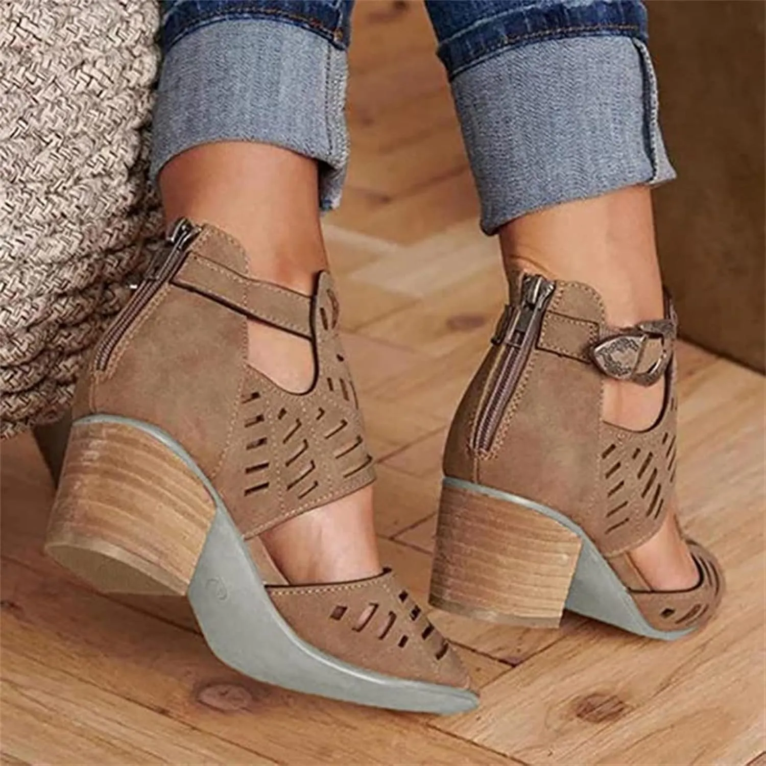 Ladmiple Sandals Women,Womens 2023 Casual Summer Open Toe Platform Sandals High Heel Wedge Slippers Ankle Buckle Shoes