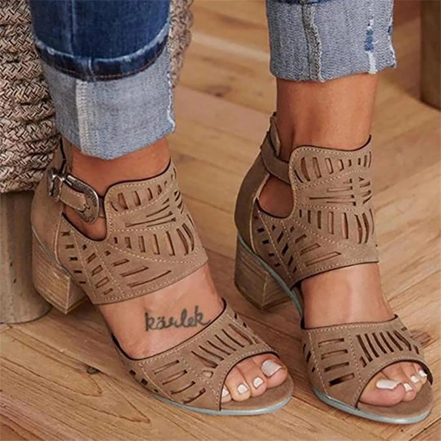 Ladmiple Sandals Women,Womens 2023 Casual Summer Open Toe Platform Sandals High Heel Wedge Slippers Ankle Buckle Shoes