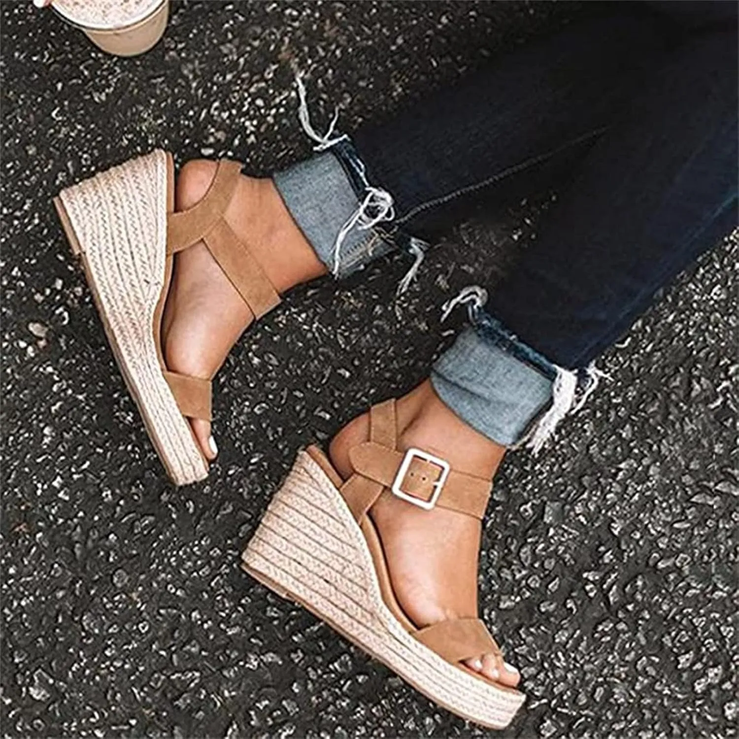Ladmiple Summer Sandals for Women 2023 Platform Ankle Buckle Strap Wedge Sandals Open Toe Comfy Party High Heeled Shoes
