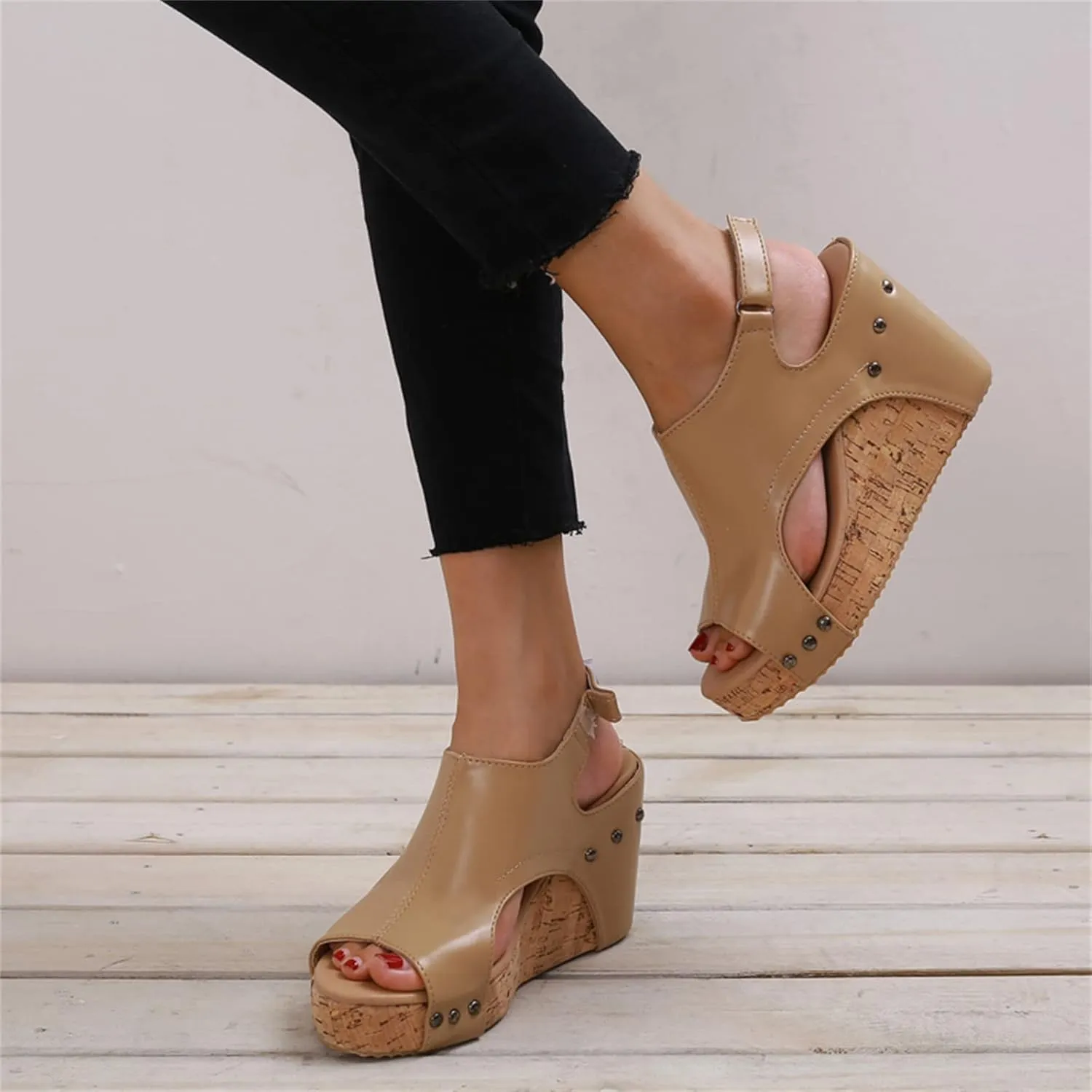 Ladmiple Summer Sandals for Women 2023 Platform Ankle Strap Slip On Wedge Sandal Open Toe Comfy High Heel Dressy Wedges
