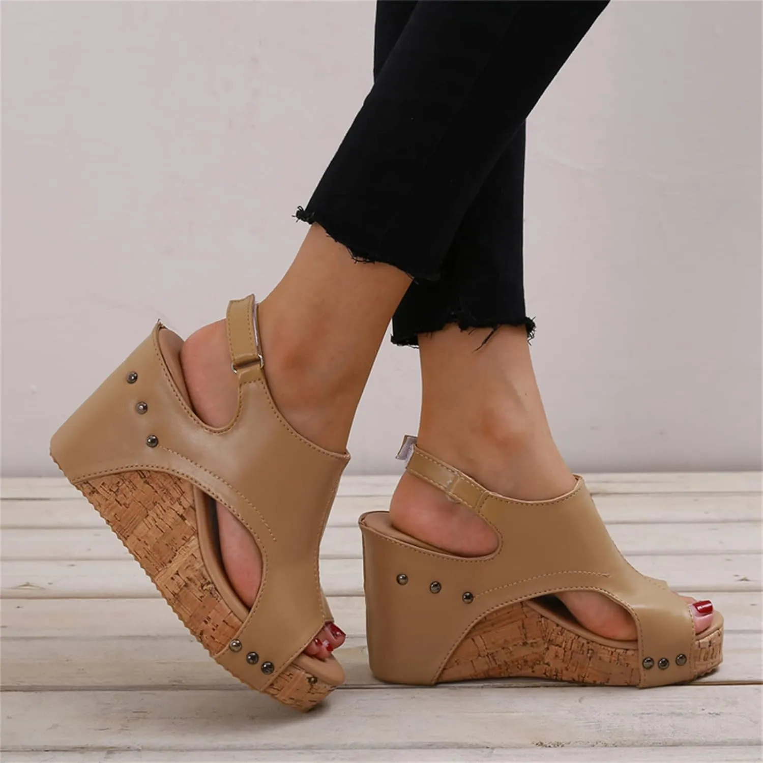 Ladmiple Summer Sandals for Women 2023 Platform Ankle Strap Slip On Wedge Sandal Open Toe Comfy High Heel Dressy Wedges