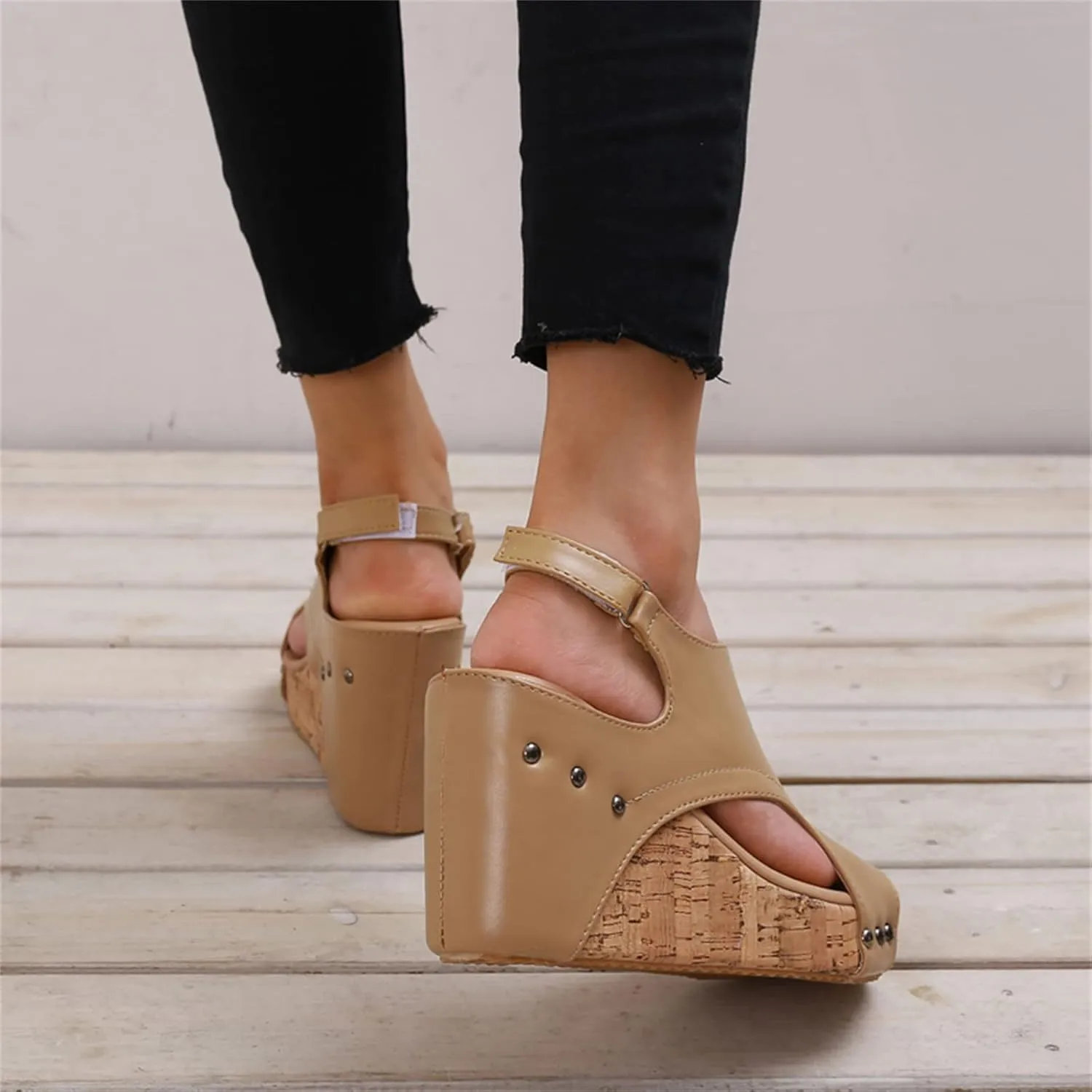 Ladmiple Summer Sandals for Women 2023 Platform Ankle Strap Slip On Wedge Sandal Open Toe Comfy High Heel Dressy Wedges