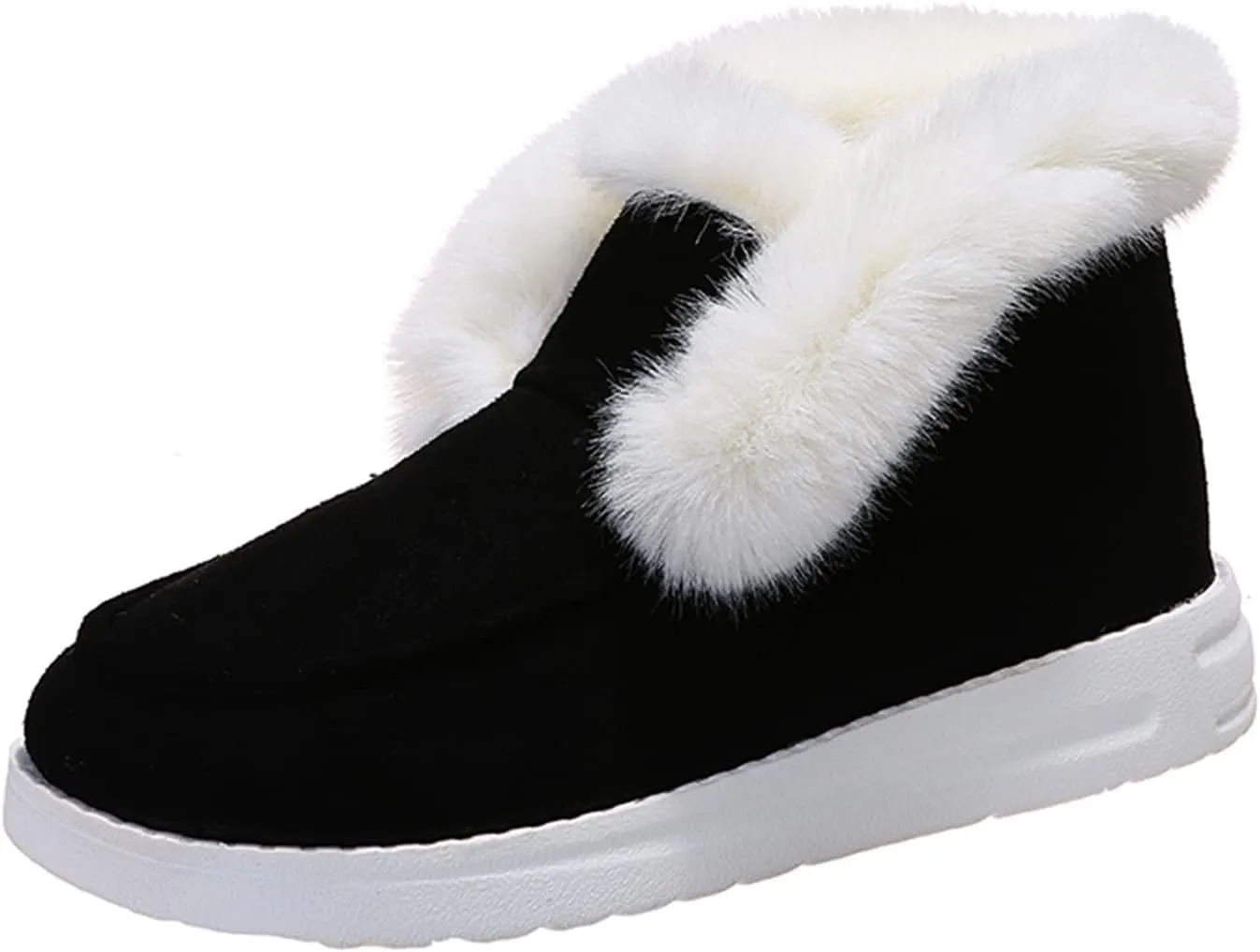 Ladmiple Winter Boots For Women 2024 Casual Slip-on Warm Loafers Faux Fur-Lined Comfortable Snow Ankle Boots Walking Shoes