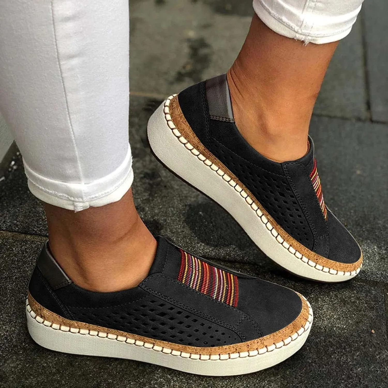 Ladmiple Womens Shoes Dressy Casual Loafers Slip on Fashion Canvas Sneakers Low Top Fashion Comfortable Walking Shoes