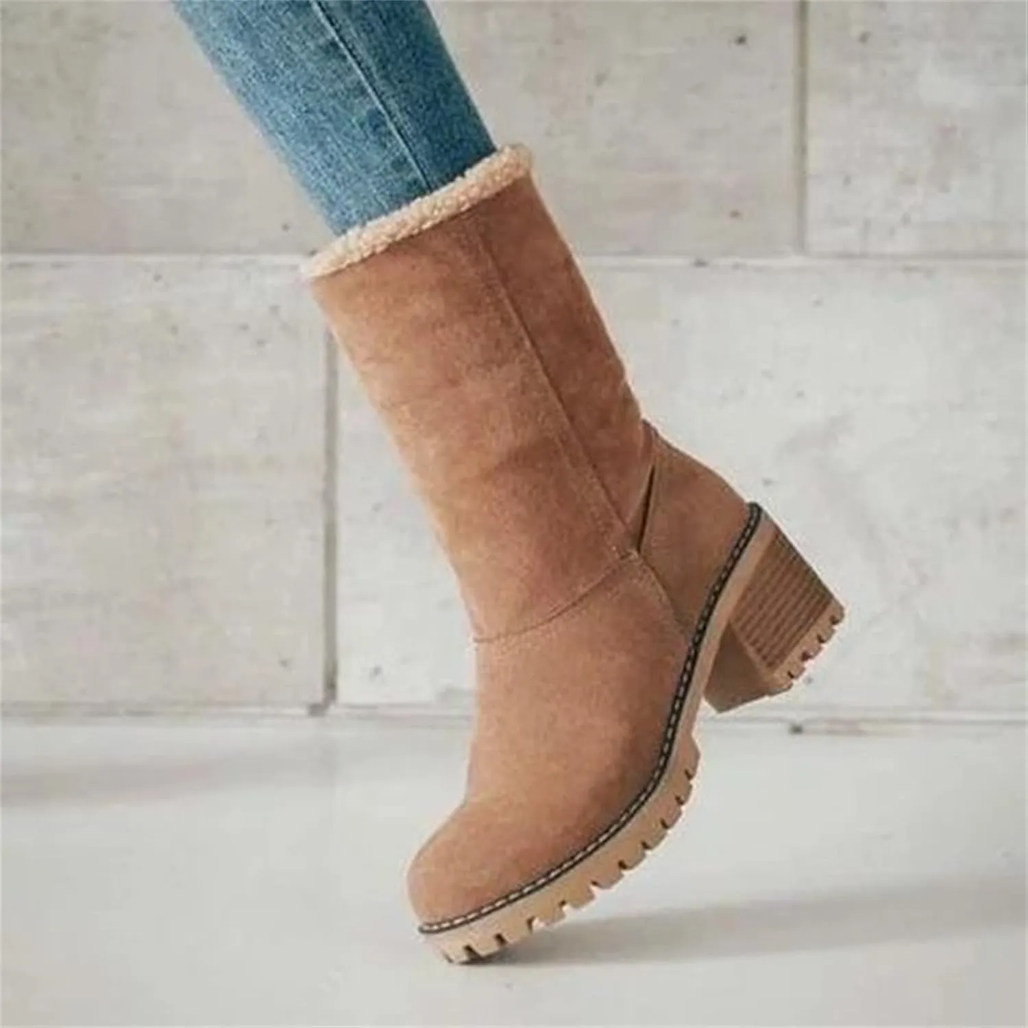 Lausiuoe Snow Boots For Women Wide Width Warm Winter Fuzzy Ankle Booties Cute Silp On Comfortable Casual Fashion Loafers