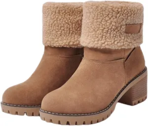 Lausiuoe Snow Boots For Women Wide Width Warm Winter Fuzzy Ankle Booties Cute Silp On Comfortable Casual Fashion Loafers