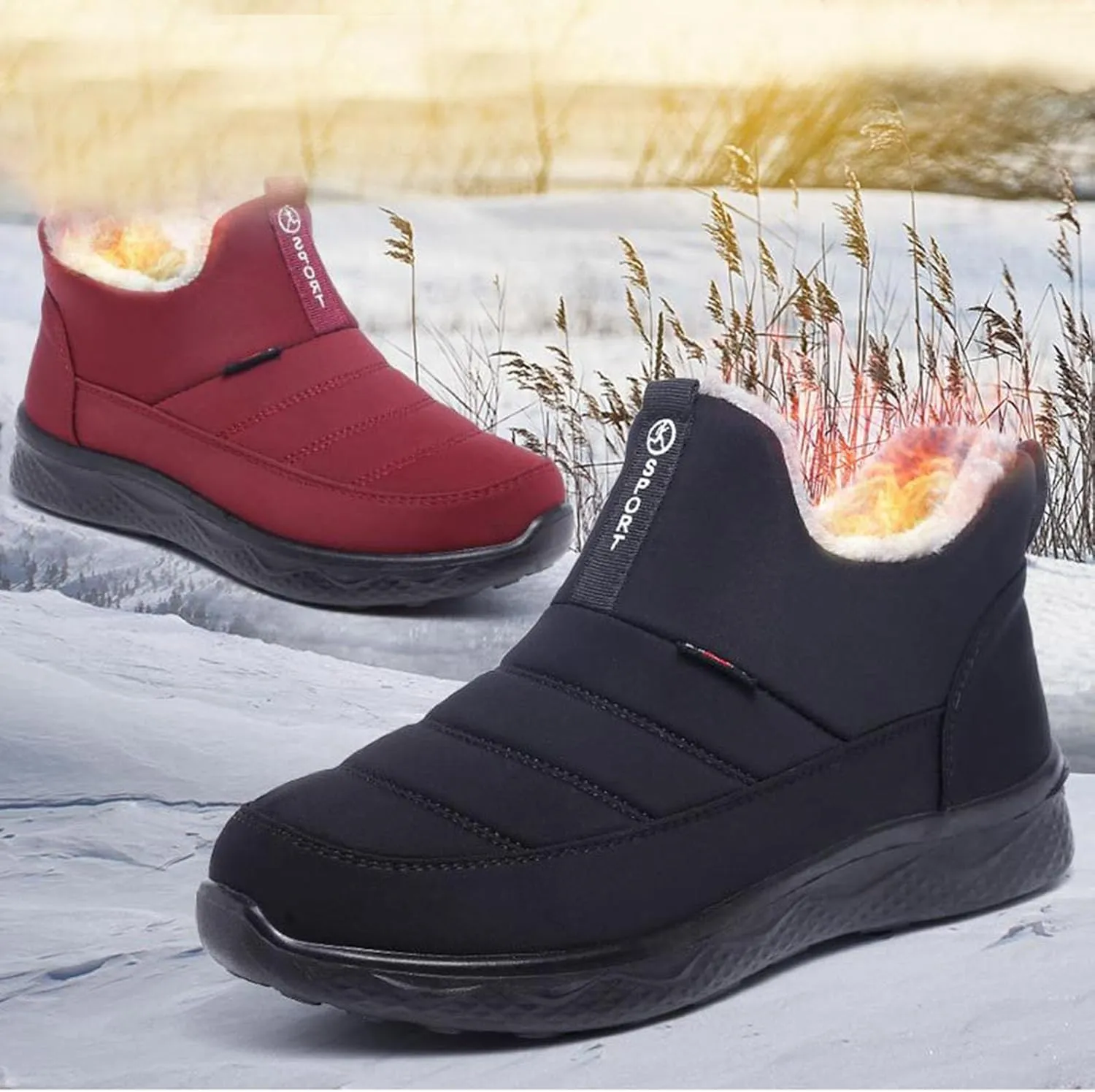 Snow Boots for Women Waterproof Winter Boots Anti-Slip Ankle Booties Slip On Warm Fur Lined Comfortable Womens Sneaker