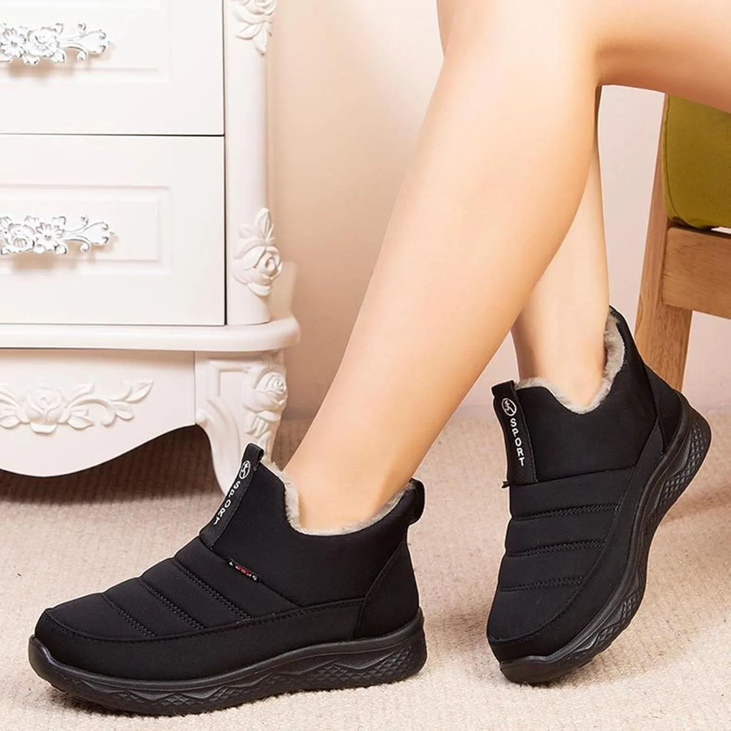 Snow Boots for Women Waterproof Winter Boots Anti-Slip Ankle Booties Slip On Warm Fur Lined Comfortable Womens Sneaker