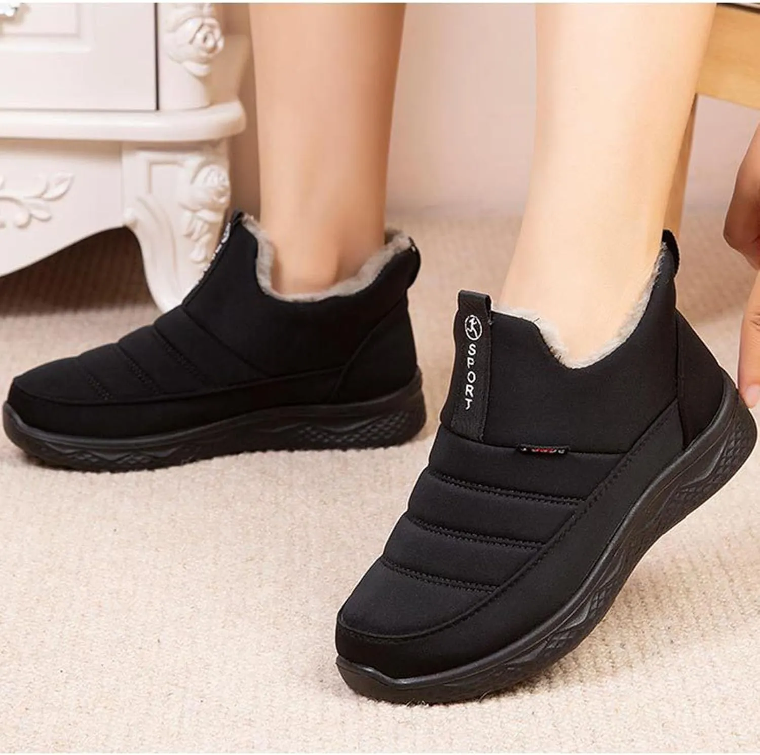 Snow Boots for Women Waterproof Winter Boots Anti-Slip Ankle Booties Slip On Warm Fur Lined Comfortable Womens Sneaker