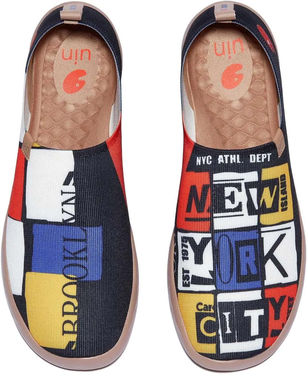 UIN Men's Loafers Lightweight Knitted Sneakers Walking Casual Slip Ons Funny Style Art Painted Travel Shoes Modern NYC (9)