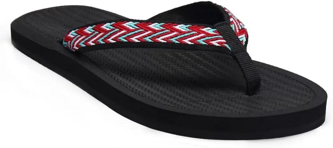 Women's Comfortable Casual Flip Flop, Slip Resistant Fabric Flip Flops for Indoor, Summer Waterproof Flat Thong Sandals for Beach, Pool, River