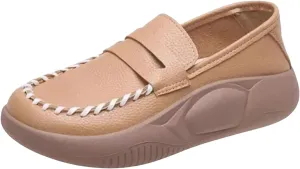 Womens Loafers Comfortable Dressy Lurebest Shoes for Women, Soft Soled Corrective Loafers, Slip on Orthopedic Walking Shoes Lurebest Platform Loafer Muffin Sandals All Day Comfort