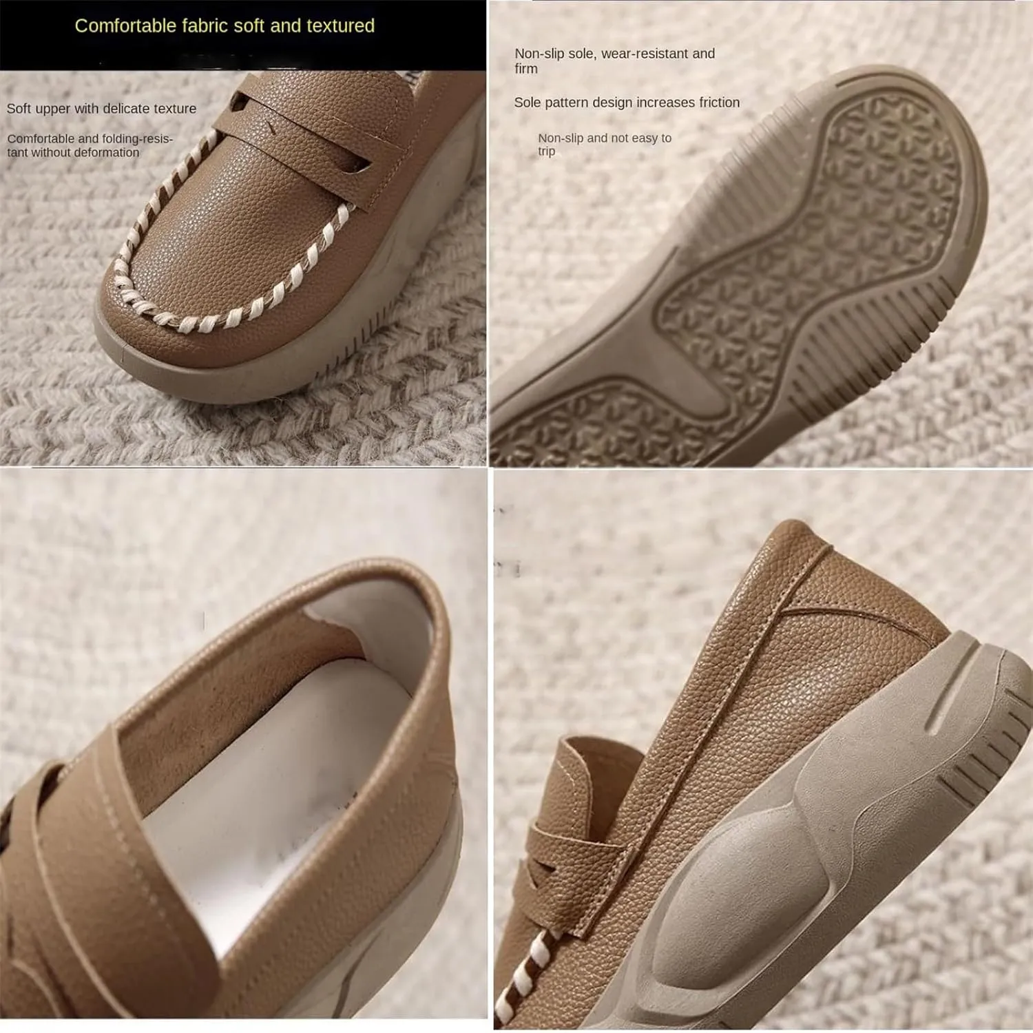 Womens Loafers Comfortable Dressy Lurebest Shoes for Women, Soft Soled Corrective Loafers, Slip on Orthopedic Walking Shoes Lurebest Platform Loafer Muffin Sandals All Day Comfort