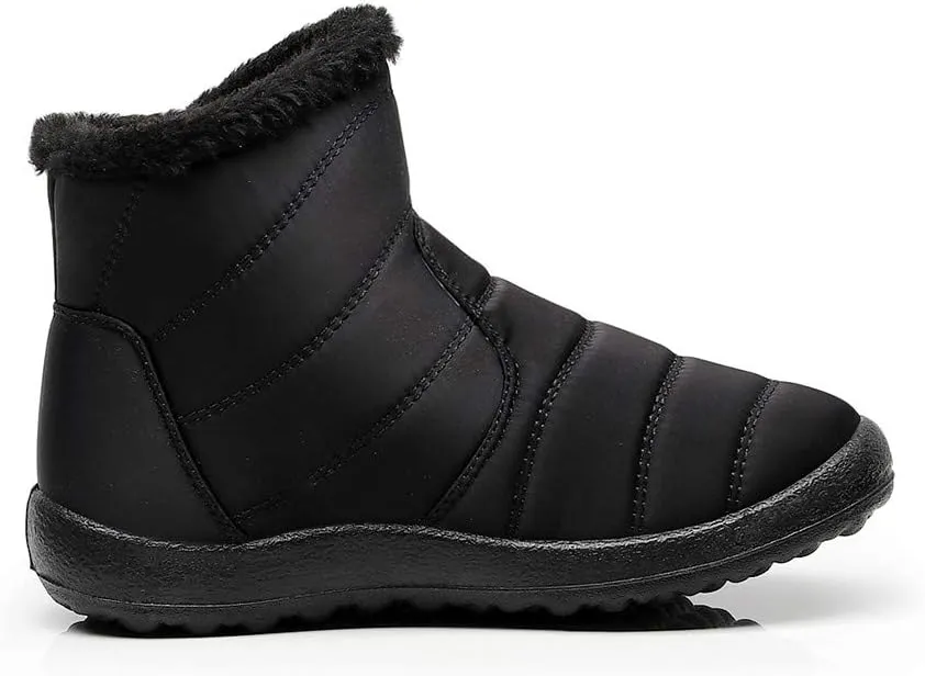 Womens Winter Wide Toe Box Plush Lined Snow Boots Waterproof Non-Slip Ankle Booties