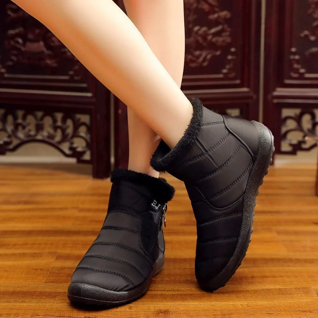 Womens Winter Wide Toe Box Plush Lined Snow Boots Waterproof Non-Slip Ankle Booties