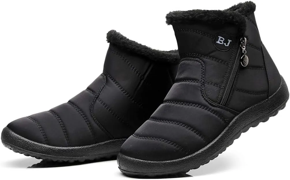 Womens Winter Wide Toe Box Plush Lined Snow Boots Waterproof Non-Slip Ankle Booties