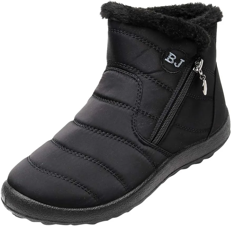 Womens Winter Wide Toe Box Plush Lined Snow Boots Waterproof Non-Slip Ankle Booties