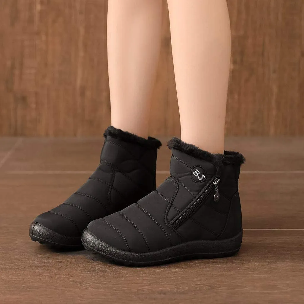 Womens Winter Wide Toe Box Plush Lined Snow Boots Waterproof Non-Slip Ankle Booties